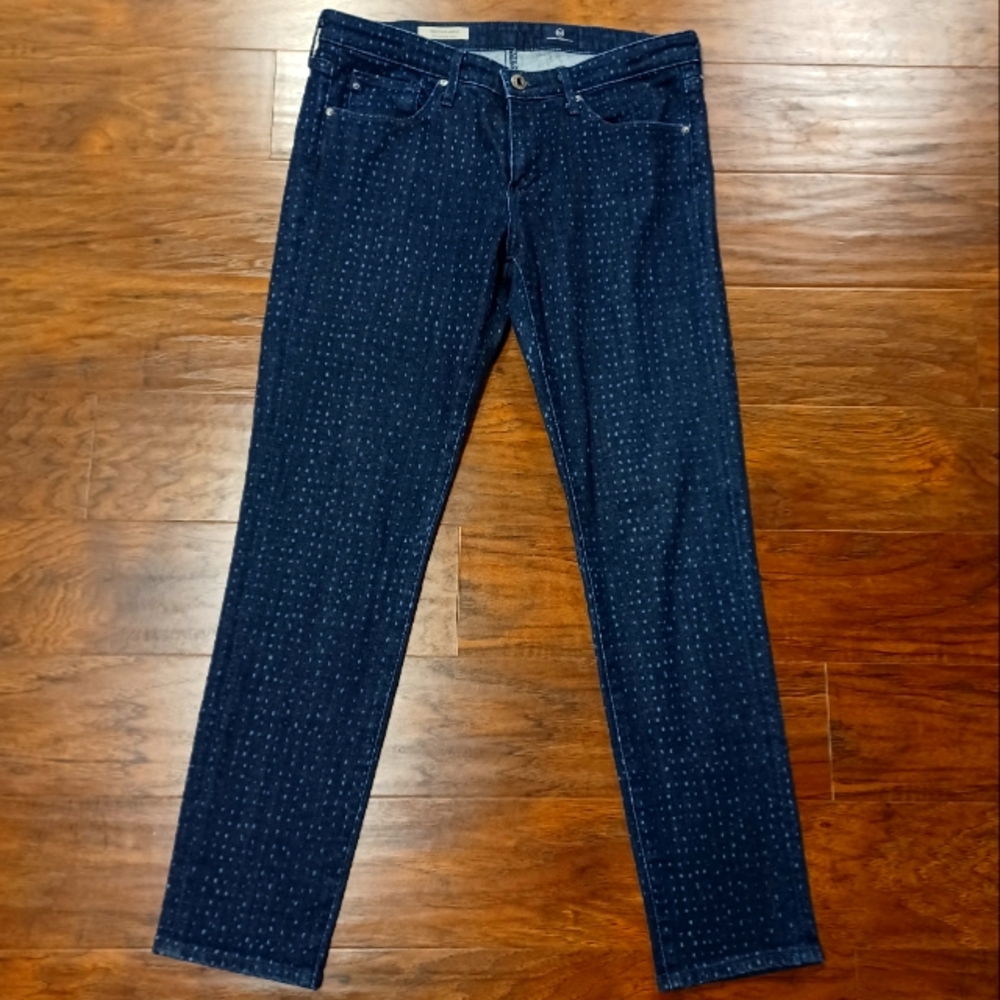 AG The Stevie Ankle Slim Straight Ankle dotted blue jeans